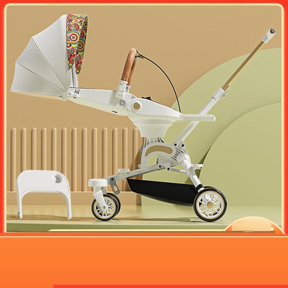 Can Sit And Lie Flat Two-way Folding Lightweight Shock-absorbing High-view Stroller