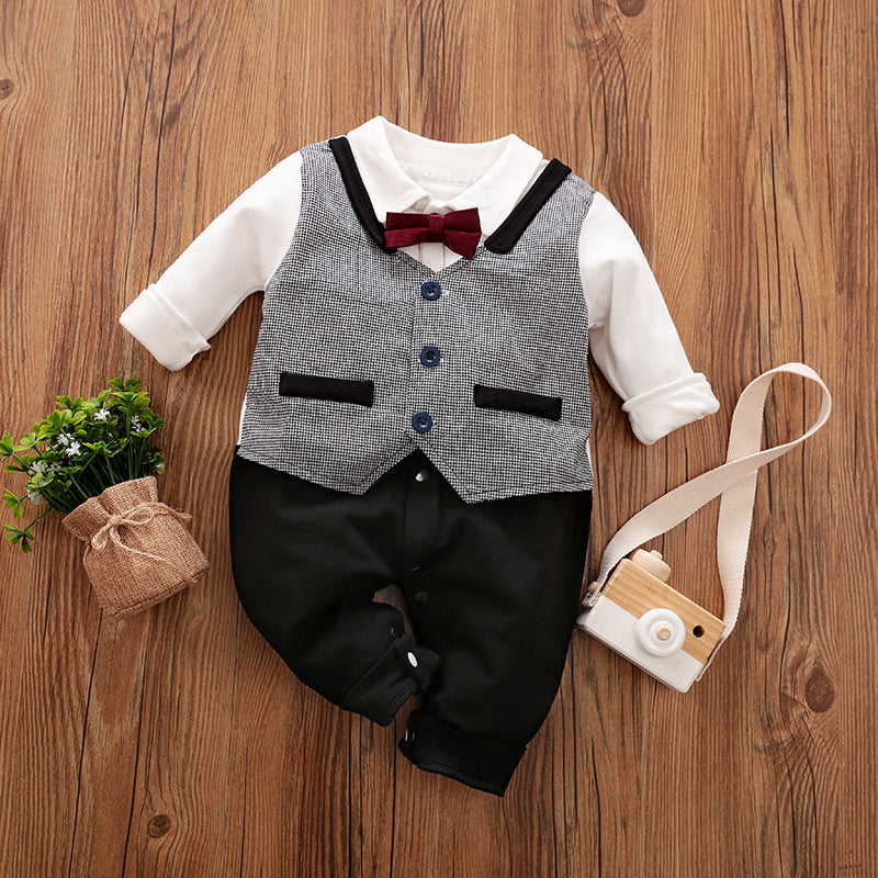 Baby Jumpsuit Spring And Autumn Models Foreign Trade Gentleman Baby Clothes Long-Sleeved Baby Clothes Baby Clothes