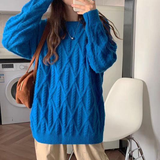 Women's Sweater Thick Retro Hong Kong Style Loose And Lazy Style