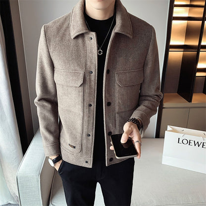 Men's Winter New Woolen Lapel Short Coat