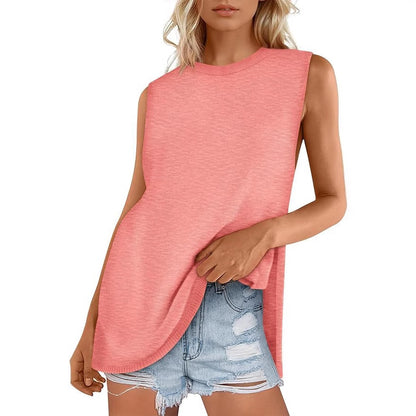 European And American Style Women Summer Vest Round Neck Sweater Casual Sleeveless Knitted Fashion