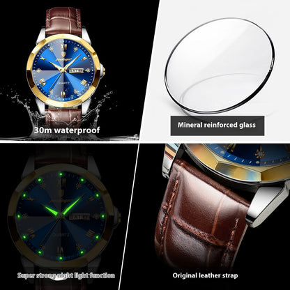 Belt Style Men's Waterproof Luminous Fashion Quartz Watch