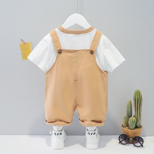 Children's Clothing Men And Women Baby Summer Cartoon Short-sleeved Overalls