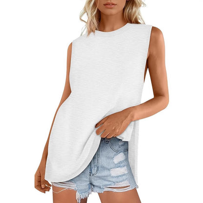 European And American Style Women Summer Vest Round Neck Sweater Casual Sleeveless Knitted Fashion