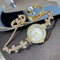 Flower-shaped Diamond-embedded Student Pull-out Bracelet Watch