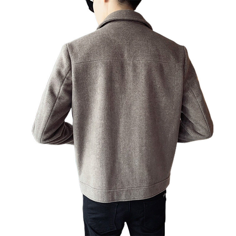 Men's Winter New Woolen Lapel Short Coat