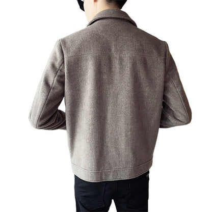 Men's Winter New Woolen Lapel Short Coat