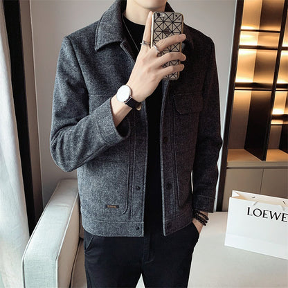 Men's Winter New Woolen Lapel Short Coat