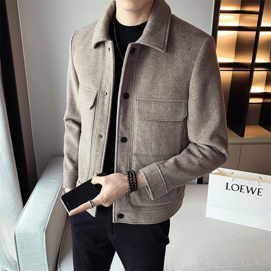 Men's Winter New Woolen Lapel Short Coat